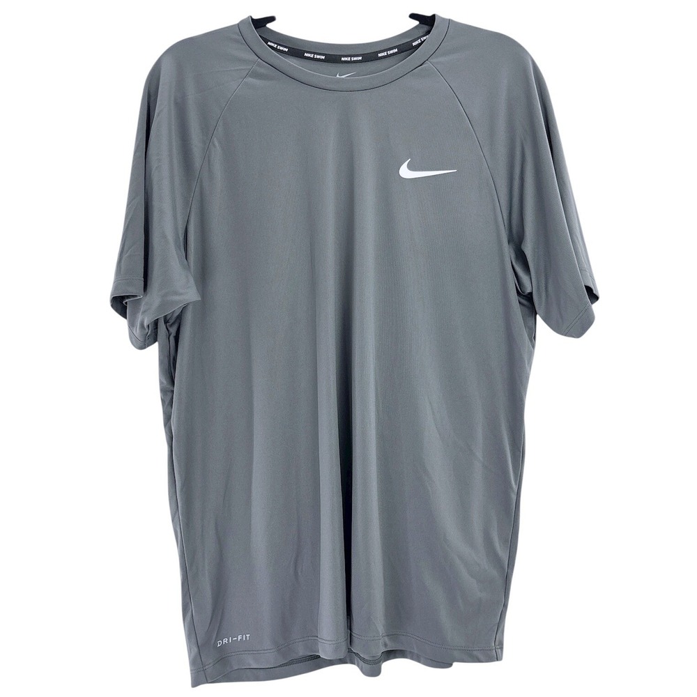 Nike Swim Dri FIT Gray Short Sleeve Rash‎ Guard UPF 40+ Men's Size Large